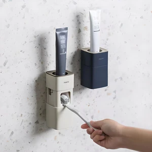 Otomatik Diş Macunu Sıkacağı ve Duvara Monte Yapışkanlı Hijyenik Banyo Organizeri