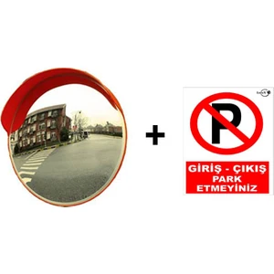 LR-A35 Trafik Güvenlik Aynası + Garaj Kapısı Park Etmeyiniz Pvc Levhası Hediyeli