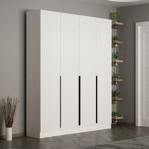 Kale 210 cm 4 Kapaklı 2b Raf Portmanto Beyaz Mebran Çizgili Beyaz