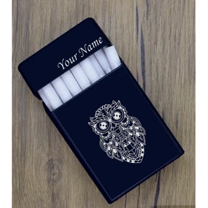 Baykuş Temalı Kişiye Özel Metal Sigara Tabakası Paketi Taşıma