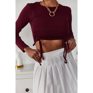 Bordo Büzgülü Bluz 1YXK1-44932-05