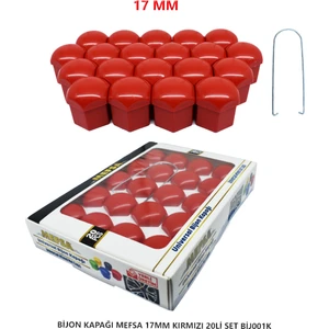 Bijon Kapağı Düz 17 mm Kırmızı 20 Li Set