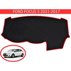 Lee Willson 2011-2015 Modellerine Uygun Ford Focus 3 Torpido Koruma Halısı Siyah Kenar Renk Kırmızı