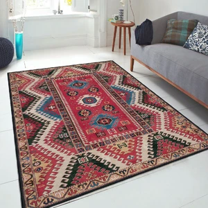 Dekoratif Özel Tasarım Şönil Dokuma Taban Yumuşak Dokulu Halı Renkli 100 x 150 cm