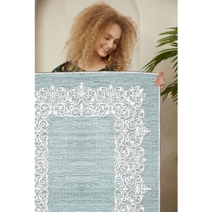 Dekoratif Özel Tasarım Pamuklu Dokuma Taban Yumuşak Dokulu Halı Mint 80 x 120 cm