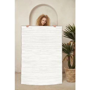 Dekoratif Özel Tasarım Pamuklu Dokuma Taban Yumuşak Dokulu Halı Krem 80 x 120 cm