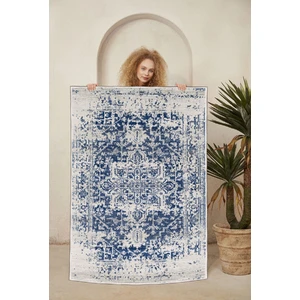 Dekoratif Özel Tasarım Pamuklu Dokuma Taban Yumuşak Dokulu Halı Mavi 80 x 120 cm