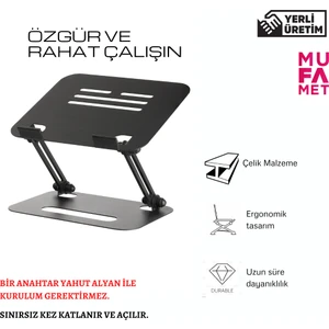 Basic Tüm Modellerle Uyumlu Çelik Sınırsız Açıda Kolay Ayarlanır Laptop Standı Yükseltici