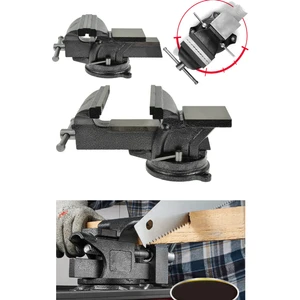 Deko Turkey Premium 100 mm 3" 360 Dönerli Taban Özel Alaşım Paslanmaz Çelik Sabit Tezgah Masa Mengenesi Örslü