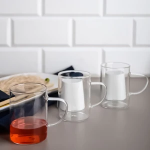 3'lü Borosilikat Cam Kupa - 200 ml