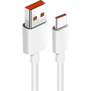 Type-C Fast Turbo Hızlı Şarj Kablosu Xiaomi ve Type-C Telefonlarla Uyumlu Süper Hızlı Şarj Kablosuz Turuncu Uçlu Type-C Kablo 6A Kablo