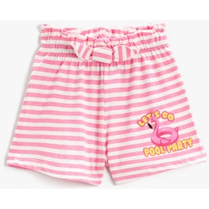 Baskılı Şort Fiyonk Detaylı Pamuklu