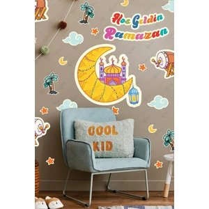 Ramazan Ayı Hilal Cami Hoşgeldin Ramazan ve Ramazan Figürleri Cam Duvar Sticker Seti