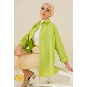 103901 Oversize Basic Tesettür Gömlek - G.yeşil