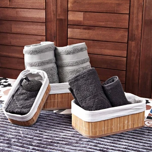 Deco Style Bambu 3'lü Sepet - Bej