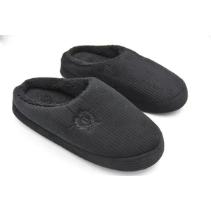 Kadife Içi Pamuklu Erkek Ev Terliği Siyaha Siyah