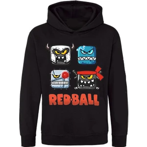 Red Ball Kapüşonlu Çocuk Sweatshirt Siyah