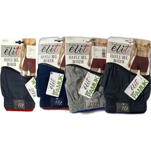 Elit Karışık 4'lü Erkek Penye Havlu Bel Düz Boxer