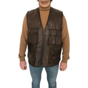 LN Leather Gerçek Deri Avcı Model Regular Fit Erkek Yeleği