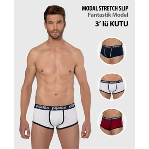 3'lü Paket Modal Strech Esnek Kumaş Logolu Boxer Erkek Külot