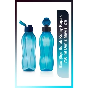 Eco Şişe Suluk Kolay Kapak 750 ml Deniz Mavisi 2'li