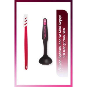 Silikon Spatula İnce ve Mini Kepçe 2'li Karıştırma Seti
