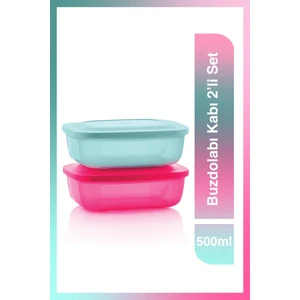 Buzdolabı Kabı 2'li Set 500 ml Pembe-Mavi