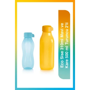 Eco Sise 310ml Mavi ve Kare 500 ml Turuncu 2'li