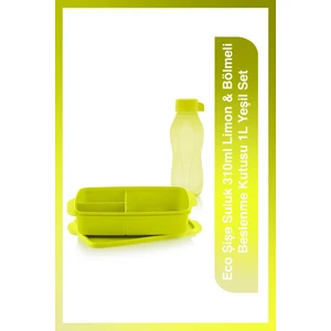 Eco Şişe Suluk 310ml Limon & Bölmeli Beslenme Kutusu 1L Yeşil Set