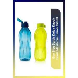 Eco Şişe Suluk Kolay Kapak Deniz Mavisi ve Limon 750 ml 2'li