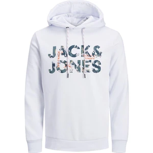 Jack & Jones Jcotech Logo Sweat Hood Beyaz Erkek Sweatshirt 12216242-White