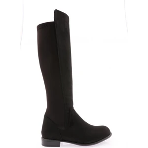 501 Kadin Arkasi Stretch Yani Fermuarli Knee High Flats Çizme 20K
