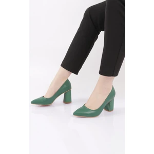 660-22Y Kadın Sivri Burun Parmak Dekolteli Galvaniz Ökçe Topuklu Ayakkabı