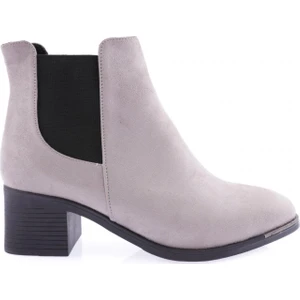 053 Kadin Küt Burun Yanlar Lastikli Topuklu Bilek Bot