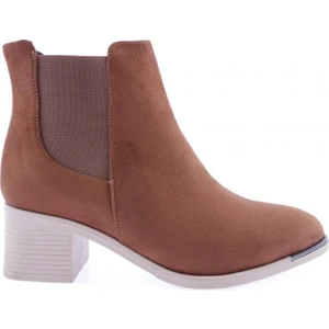 053 Kadin Küt Burun Yanlar Lastikli Topuklu Bilek Bot