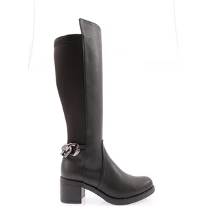 710 Kadın Ayka Bilek Kısım Zincir Detaylı Arkası Stretch Topuklu Çizme