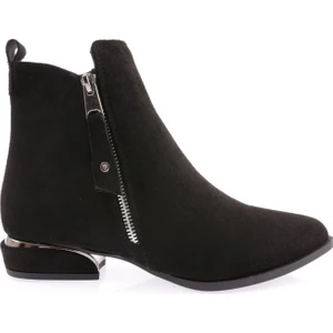 PM309-K15 Sivri Burun Yanlari Metal Fermuarli Çerçeve Topuklu Kadin Bot