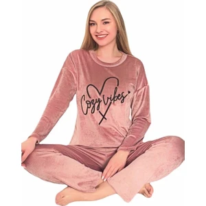 Kadın Uzun Kollu Soft Fransız Kadife Kışlık Pijama Takımı