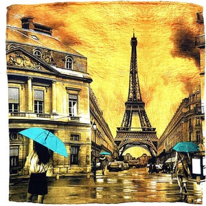 La Pescara Turuncu Eiffel Tower Motifli Erkek Cep Mendili SPS530-7