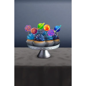 Hey Parti Uzay Temalı 12’li Cupcake Süsü