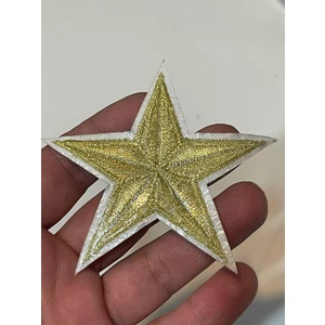 Gönülden Tasarım 8x8 cm Ütü Ile Yapışan Altın Renkli Yıldız Aplik Arma Yama Aksesuar