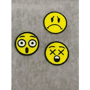 Gönülden Tasarım 5cm Çaplı Farklı Suratlı 3'lü Smile Ütü Ile Yapışan Aplik Arma Yama