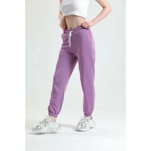Koyu Lila Lastikli Jogger Eşofman Altı
