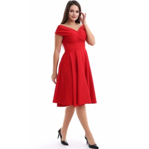 Rokka Moda Kayık Yaka Midi Elbise