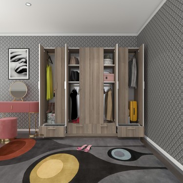 Kenzlife gardırop 8 kapılı 4 çekmeceli zambak 182*200*42 crd Fiyatı