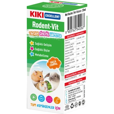 Kiki Excellent Rodent-Vit Kemirgenler İçin 25 ml Güçlü Formül Sağlıklı Metabolizma