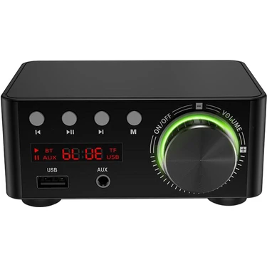 Nanlly Güçlü Mini 100W Bluetooth 5.0 Güç Amplifikatörü 2.0 Kanal Siyah (Yurt