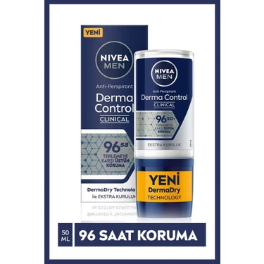 NiveabMen Erkek Roll-on Deodorant Derma Control Clinical 50ml, 96 Saat Üstün Koruma, C