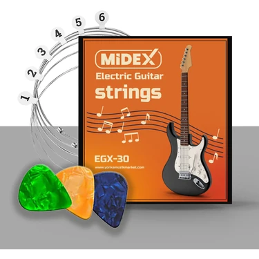 Midex Egx-30 elektro Gitar Teli Takımı ve