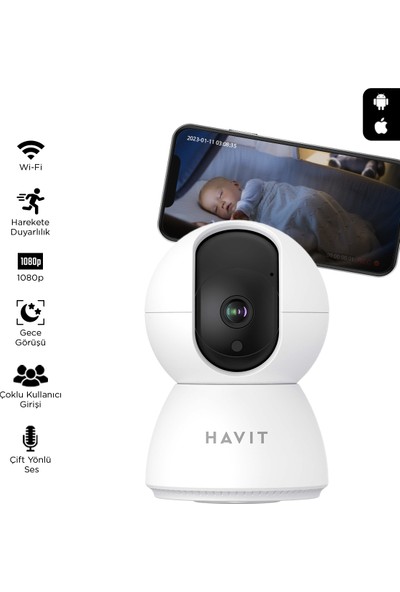 Havit IPC20 Smart 360° 1080P Gece Görüştü Ip Kamera (Havit Türkiye Garantili)